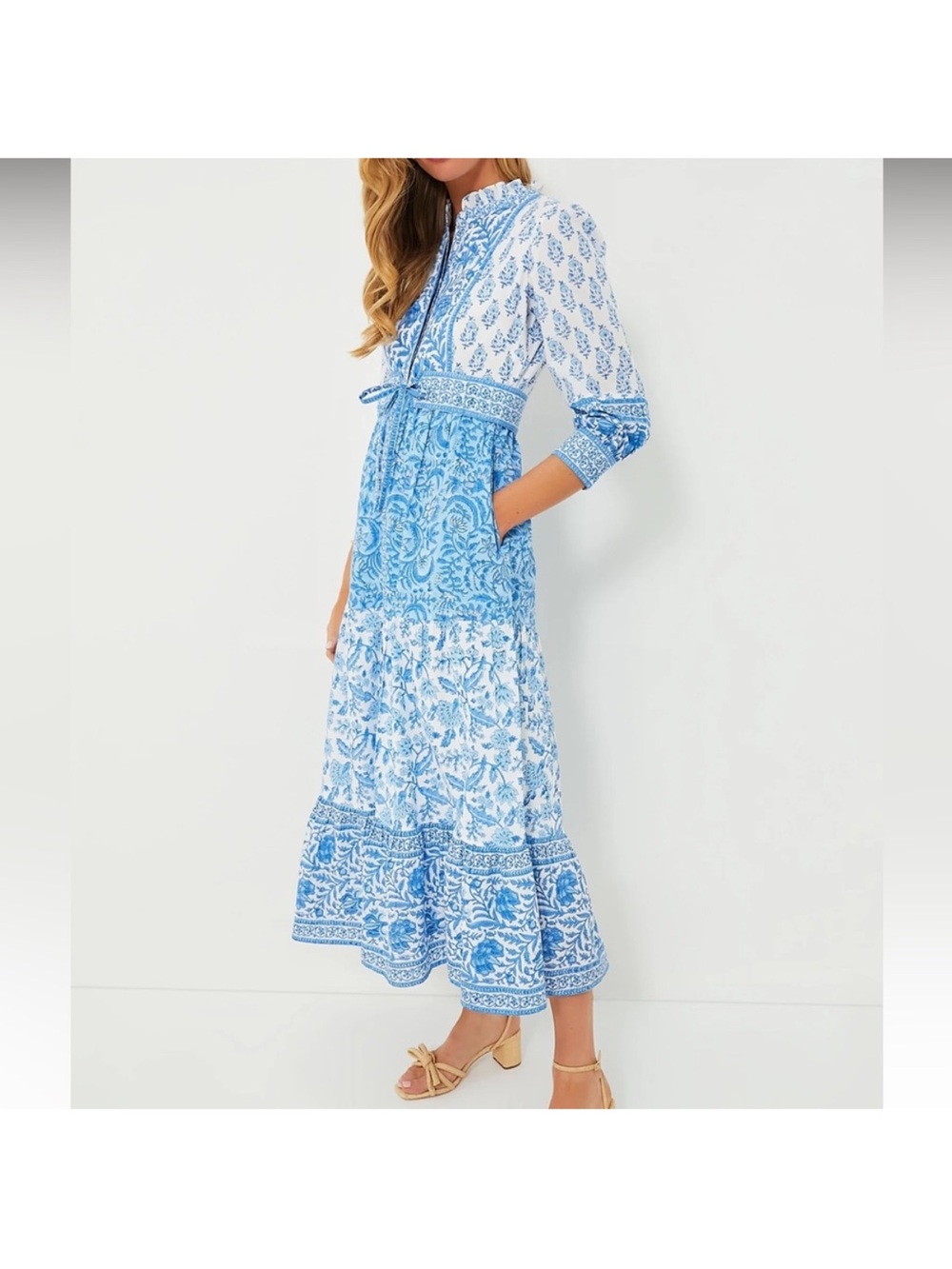 Tuckernuck Pink City Prints Gemma Dress Ocean Mix Blue White Sz S NEW - Picture 2 of 15